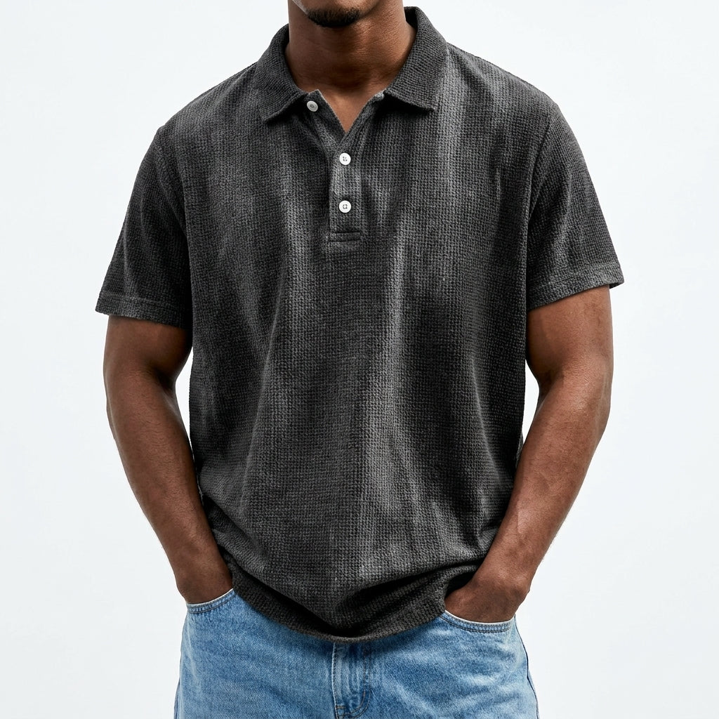 Polo de algodón vintage corta para hombre