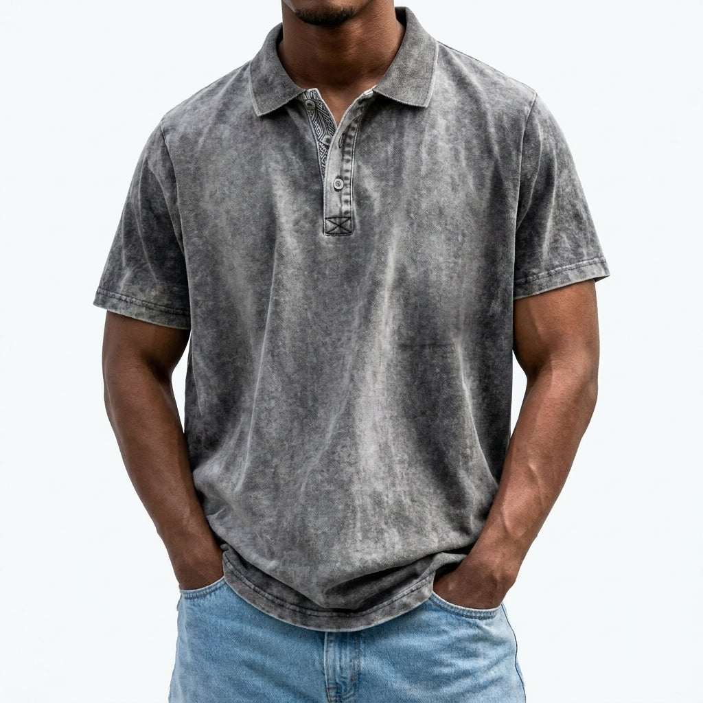 Polo de algodón vintage corta para hombre