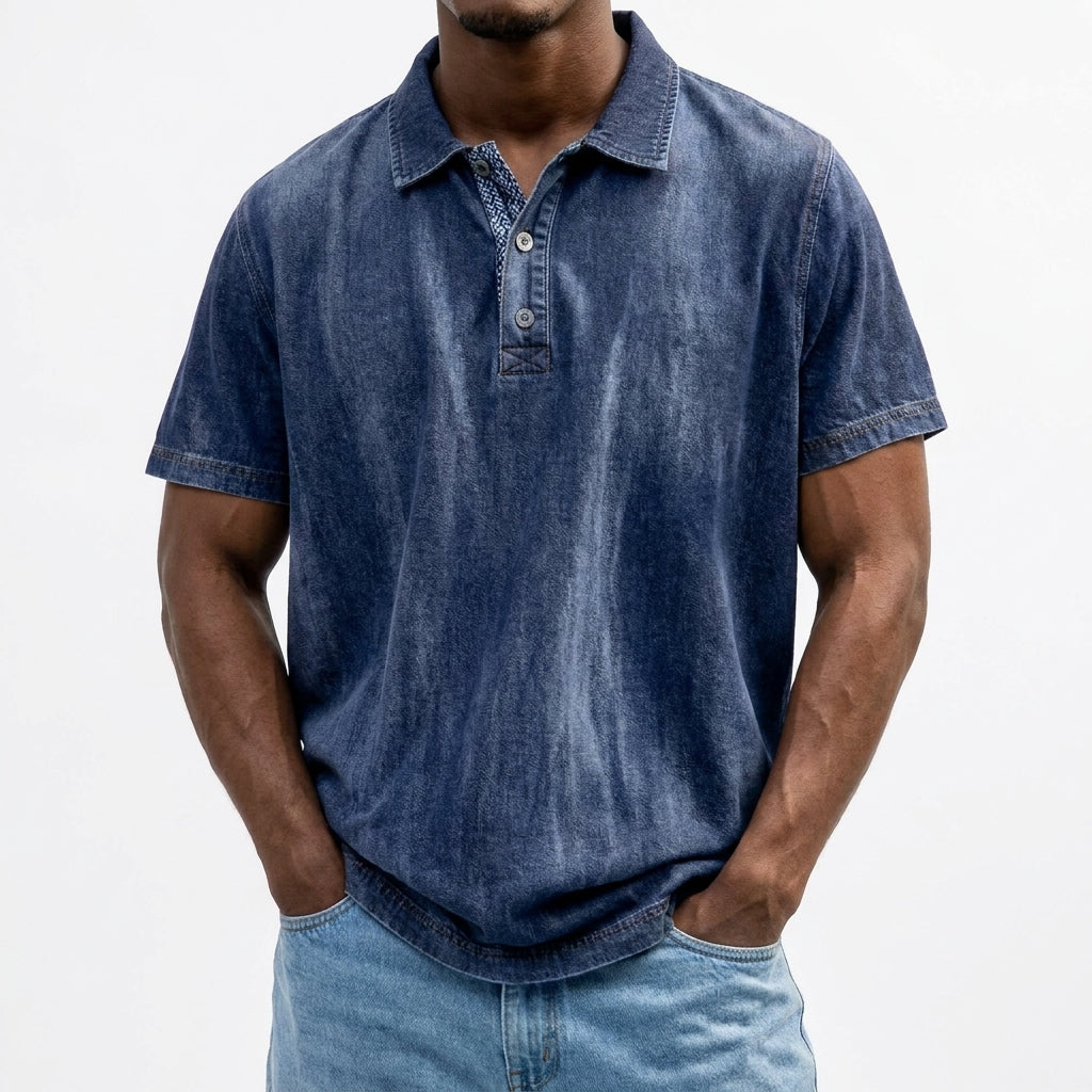 Polo de algodón vintage corta para hombre