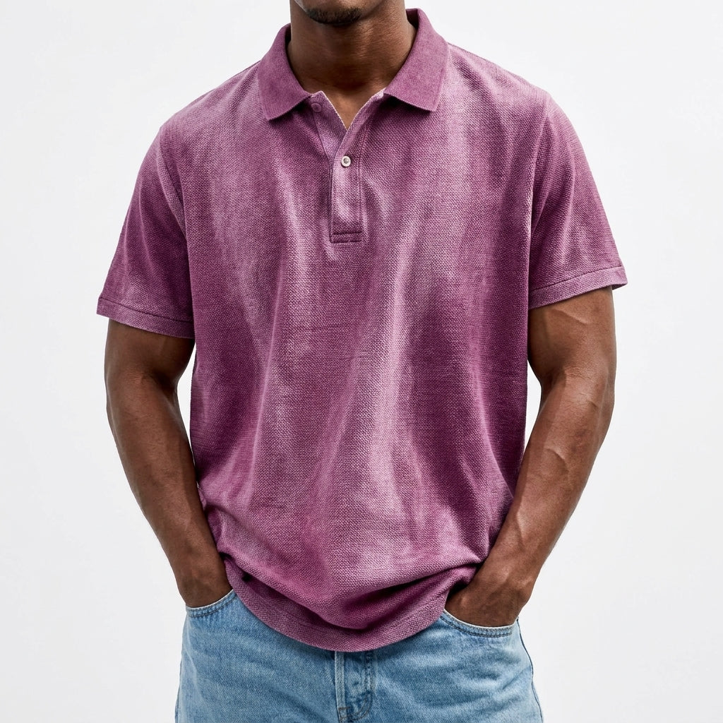Polo de algodón vintage corta para hombre