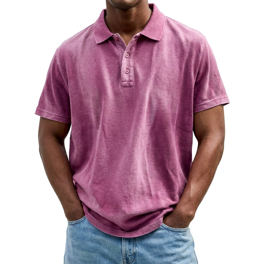 Polo de algodón vintage corta para hombre