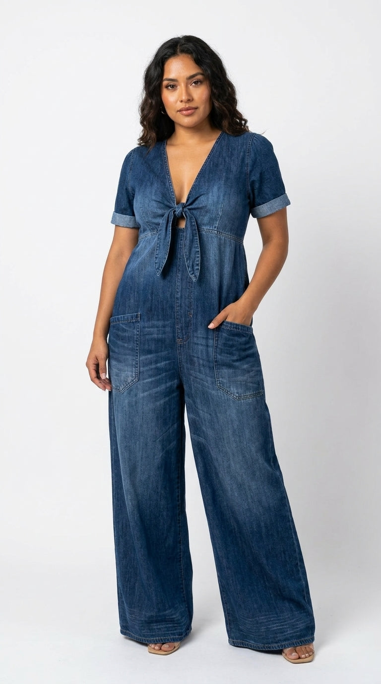 Maya | Jumpsuit de Manga Corta con Cuello en V