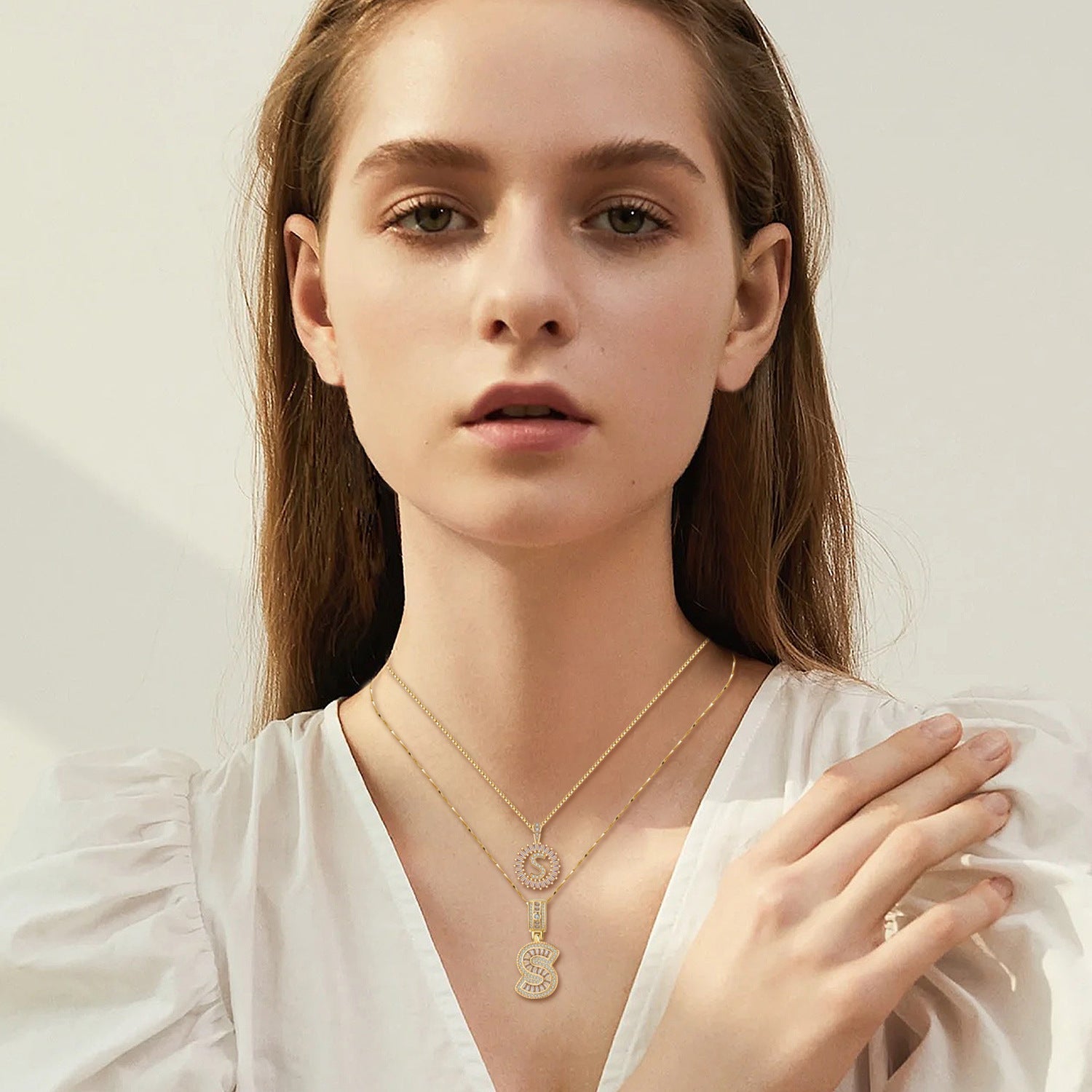 Inicial Pave | Set de collares | Dorado