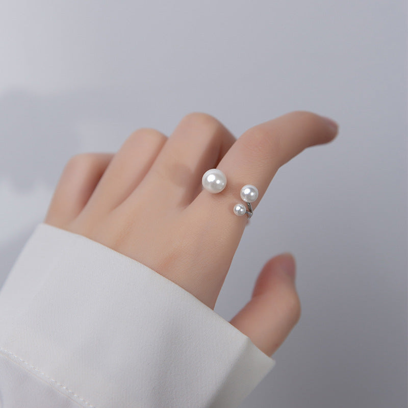 Anillo ajustable de perlas de agua dulce