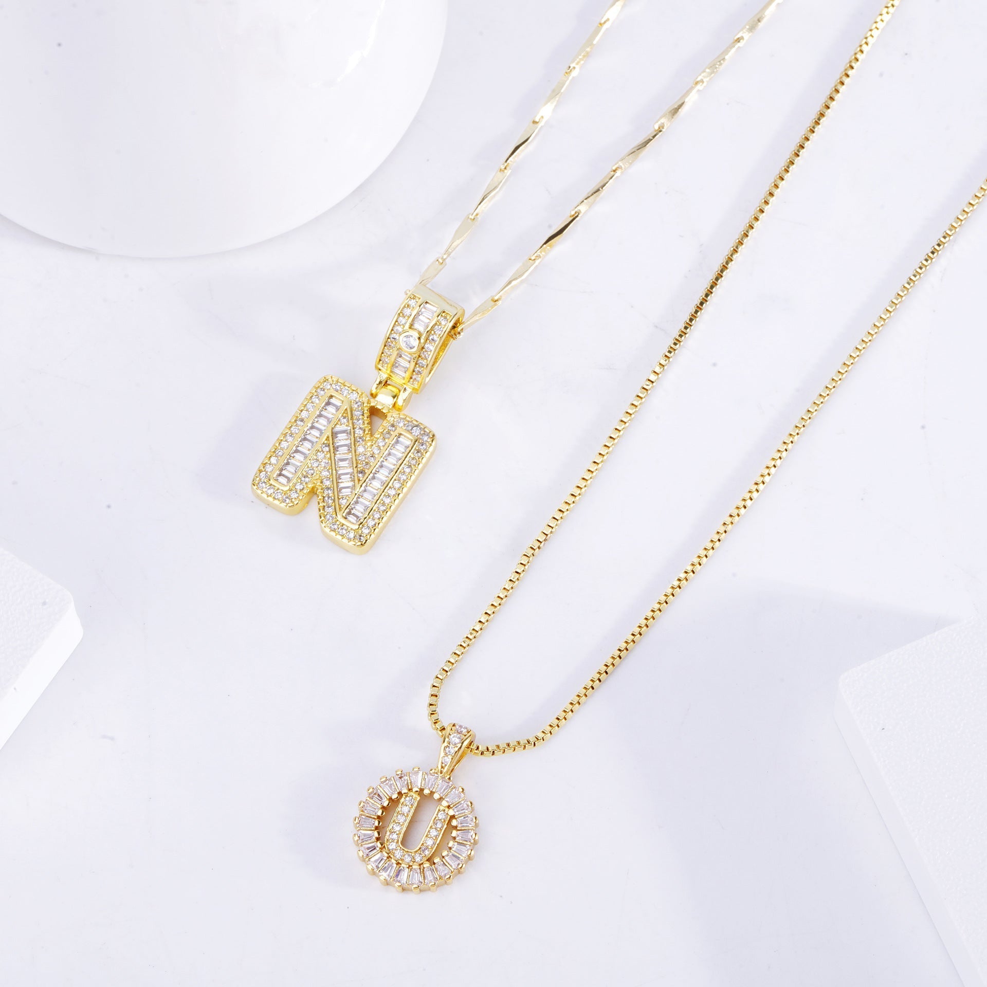 Inicial Pave | Set de collares | Dorado