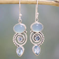 Pendientes Exclusivos Vintage de Plata con Piedra Lunar