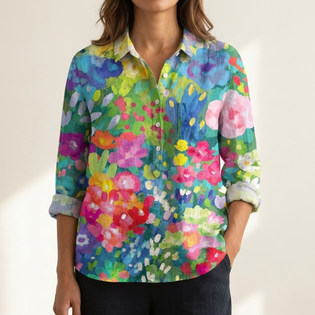 Renata – Camisa de lino estampada