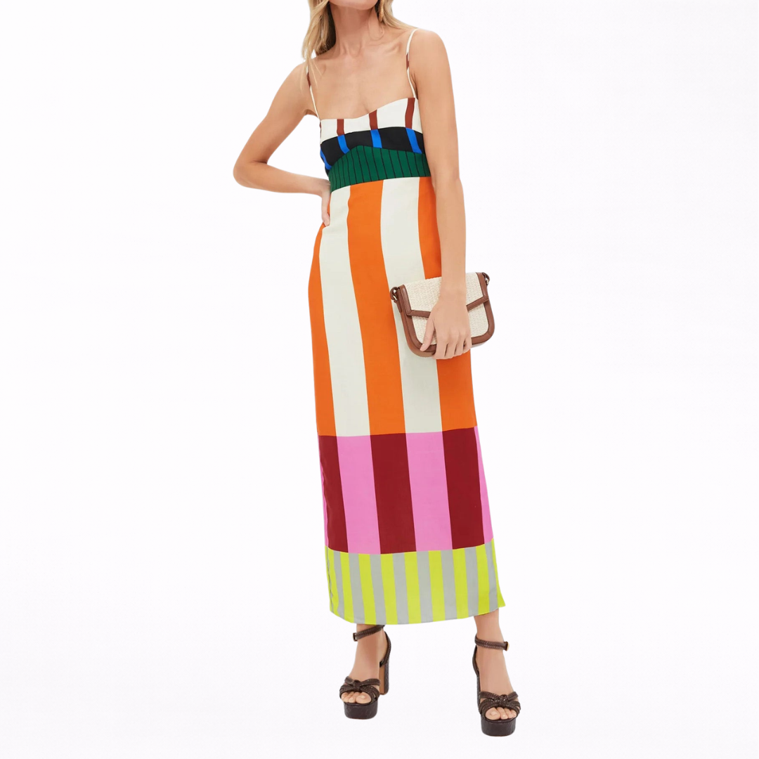 Paloma – Vestido maxi colorido a rayas