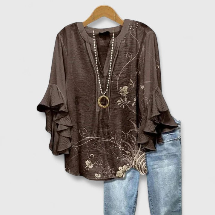 Aurelia – Blusa de manga volante con diseño llamativo