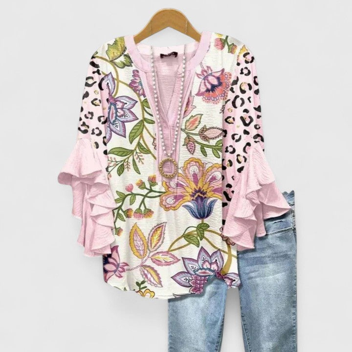 Aurelia – Blusa de manga volante con diseño llamativo