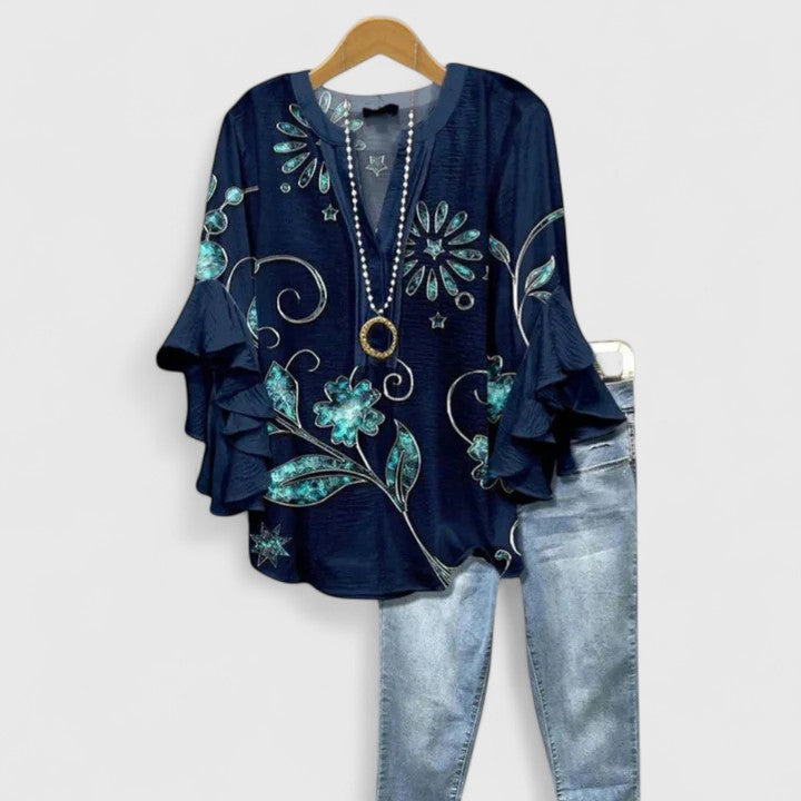 Aurelia – Blusa de manga volante con diseño llamativo