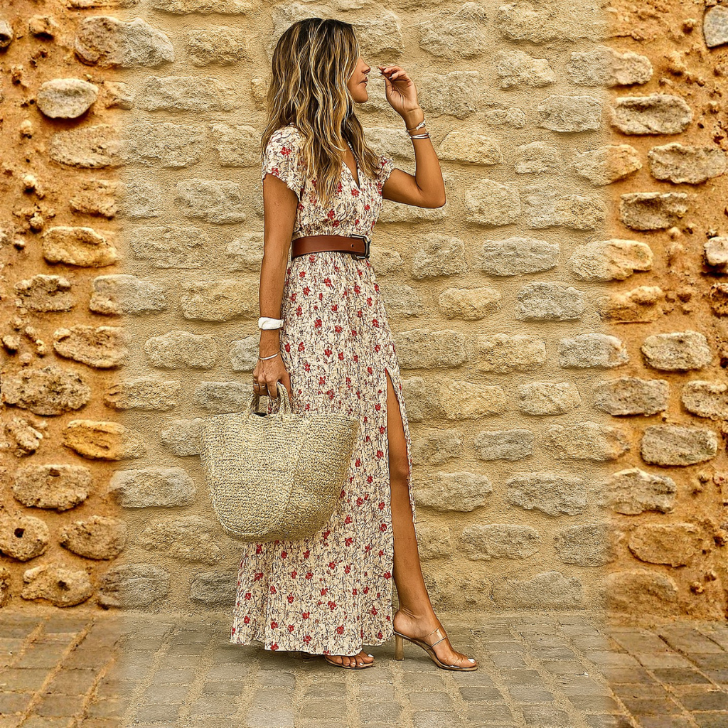 Justine™ – Vestido largo bohemio y fluido con cinturón