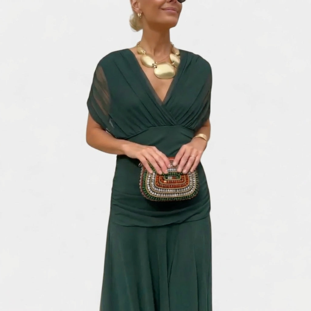 Magda™ | Vestido largo floral con escote en forma de corazón