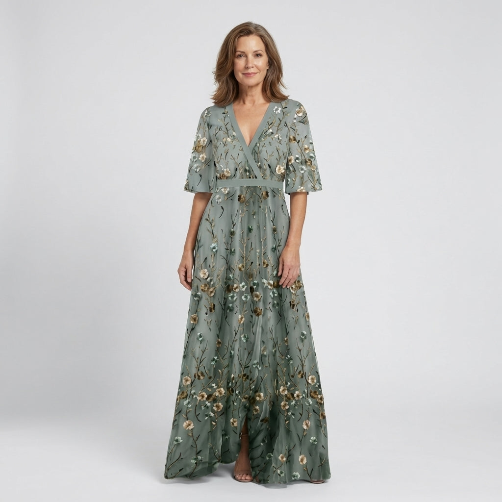 Élodie – Vestido largo estampado floral con escote en V