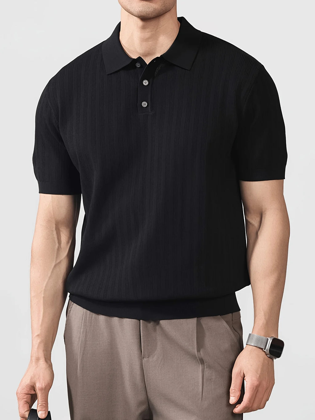 Polo para hombre fresco y elegante, tejido de seda para el verano, polo de marca a la moda con diseño de cuello, perfecto para