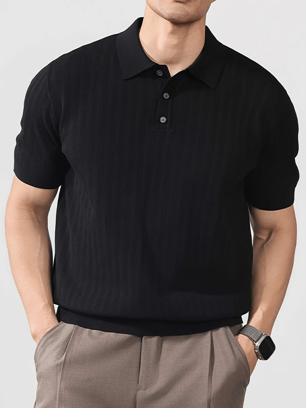 Polo para hombre fresco y elegante, tejido de seda para el verano, polo de marca a la moda con diseño de cuello, perfecto para