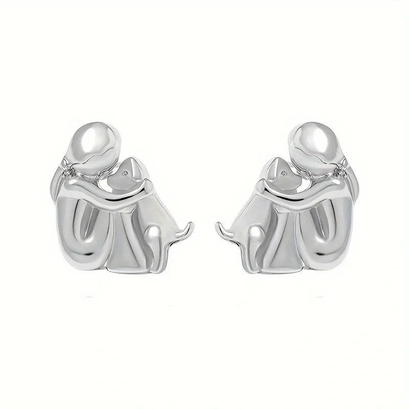 Pendientes Hug bicolores de plata y oro