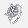 Anillo con orejas de gato ajustable con circonios