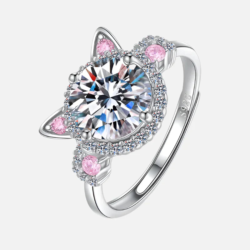 Anillo con orejas de gato ajustable con circonios