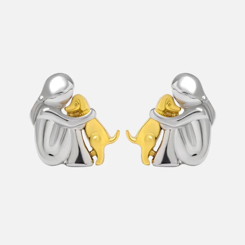 Pendientes Hug bicolores de plata y oro
