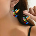 Pendientes colibrí de acrílico con diseño brillante en 2D