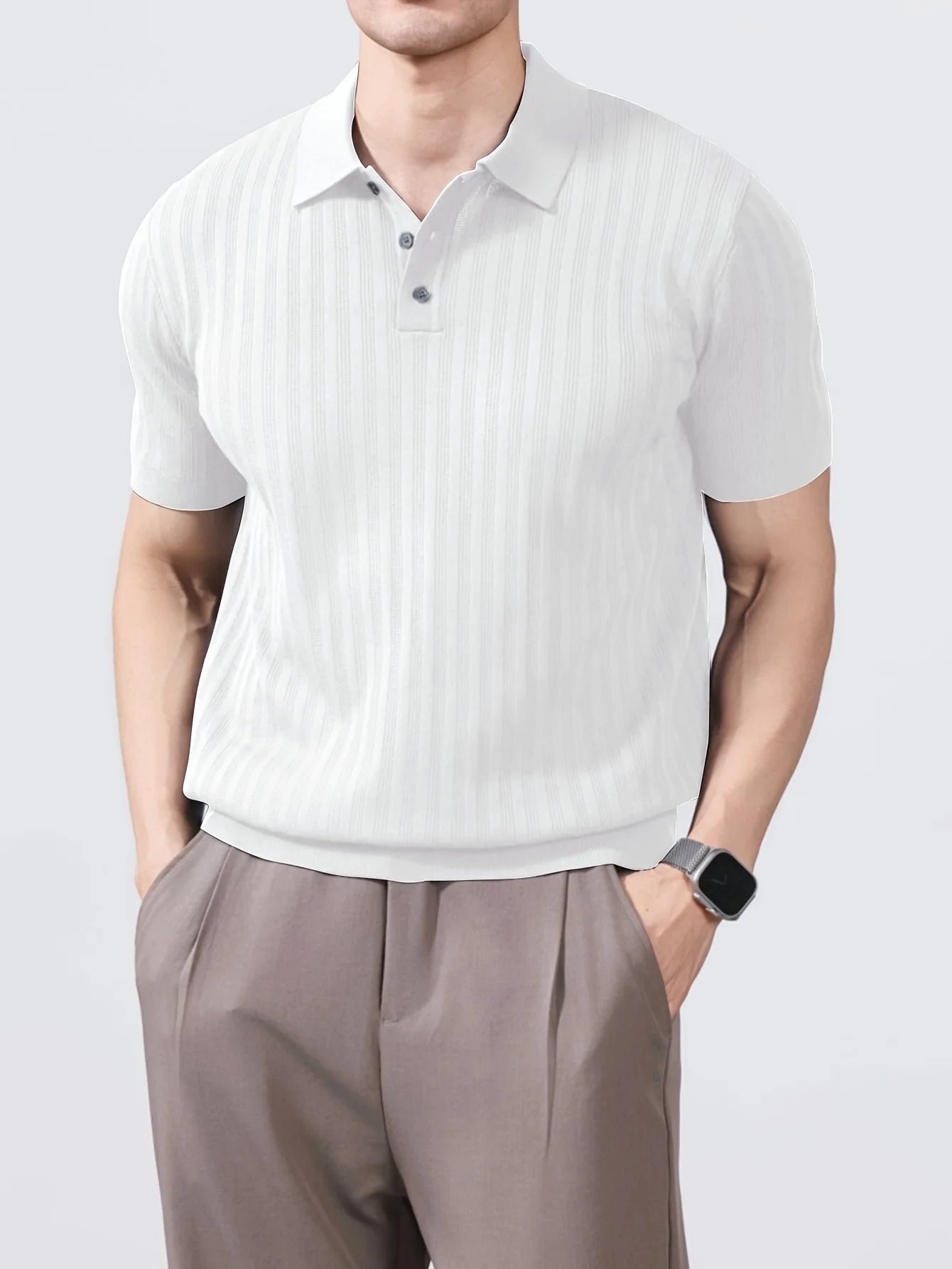 Polo para hombre fresco y elegante, tejido de seda para el verano, polo de marca a la moda con diseño de cuello, perfecto para
