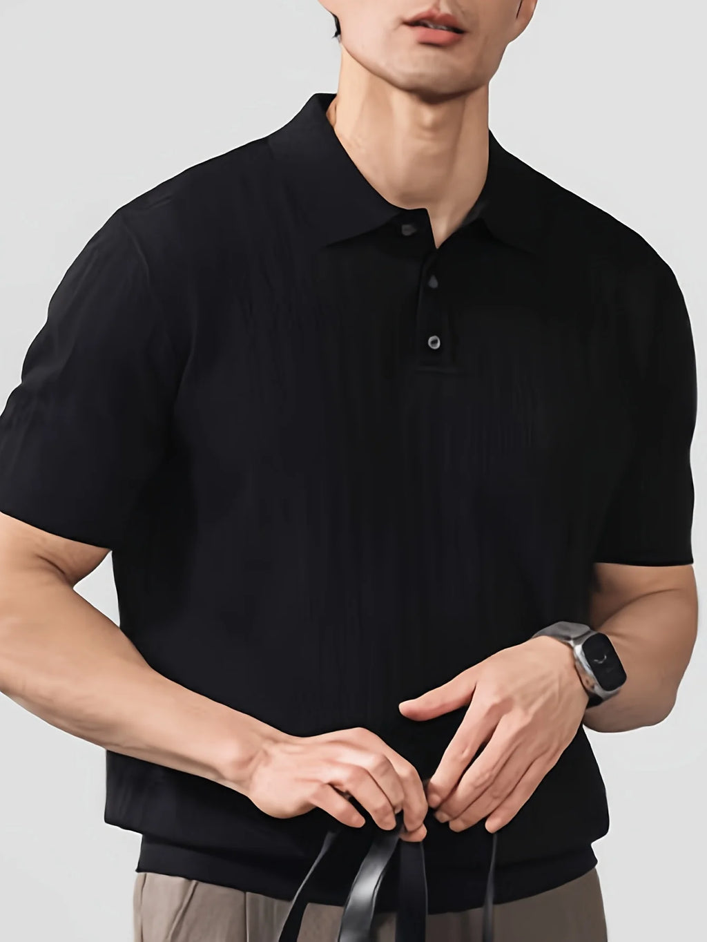 Polo para hombre fresco y elegante, tejido de seda para el verano, polo de marca a la moda con diseño de cuello, perfecto para