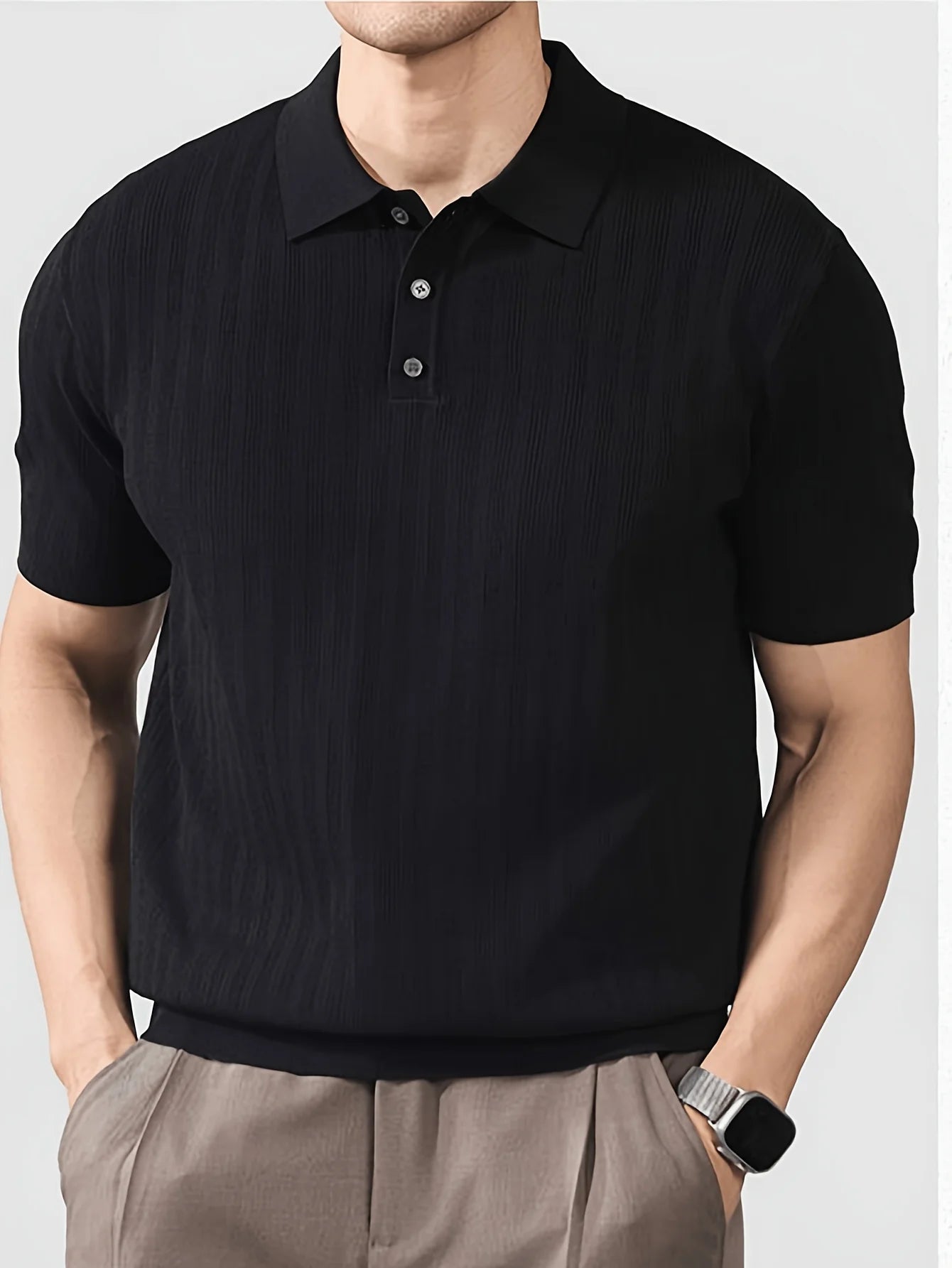 Polo para hombre fresco y elegante, tejido de seda para el verano, polo de marca a la moda con diseño de cuello, perfecto para
