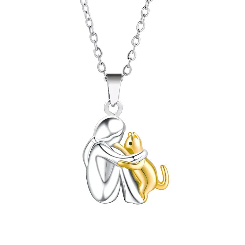 Cadena con colgante de Gato Abrazo