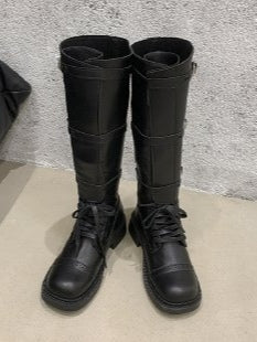 Botas Martin de estilo retro desgastadas con punta cuadrada y cordones