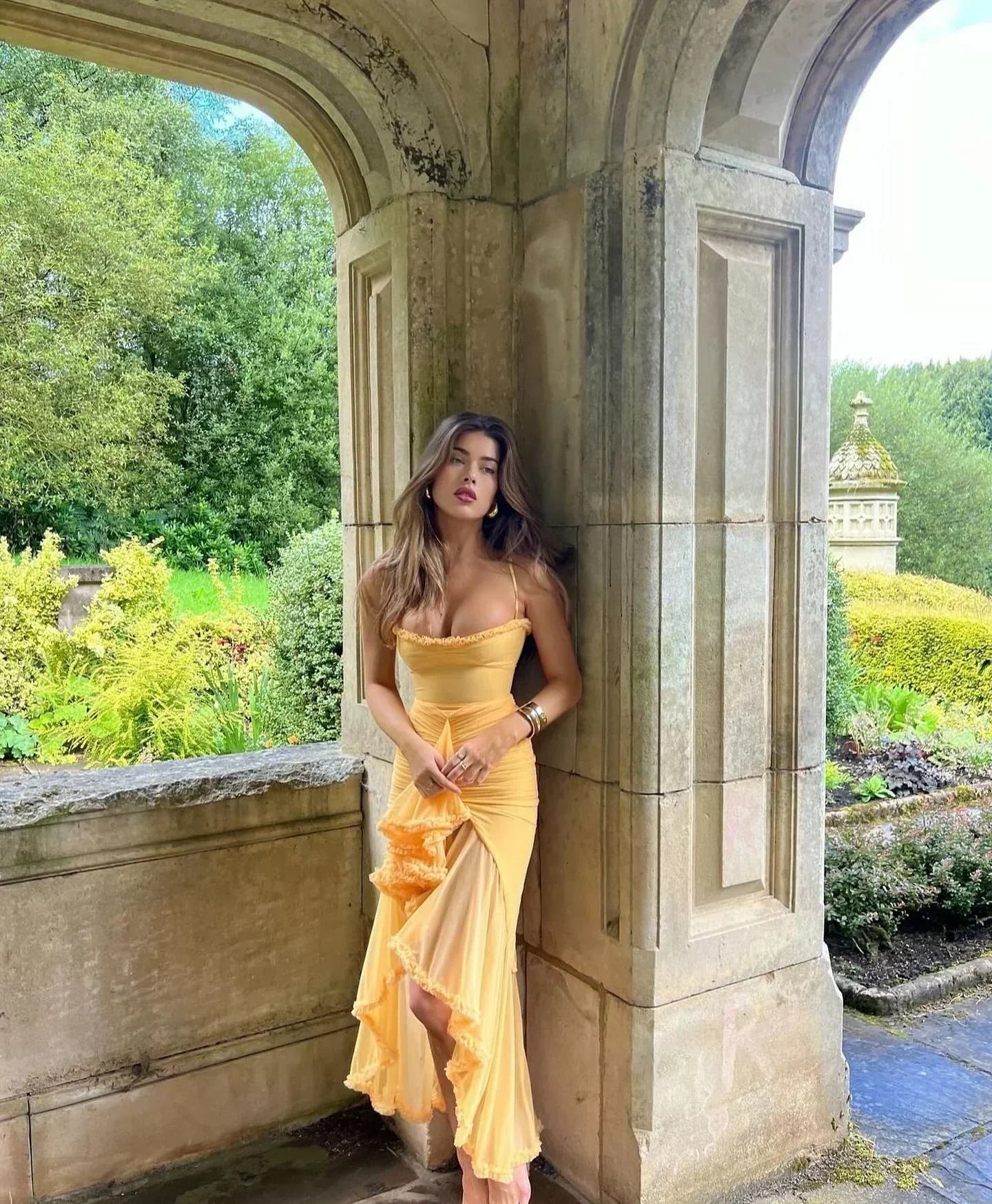 Chloe™ | Vestido de malla amarillo