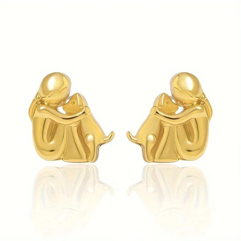 Pendientes Hug bicolores de plata y oro