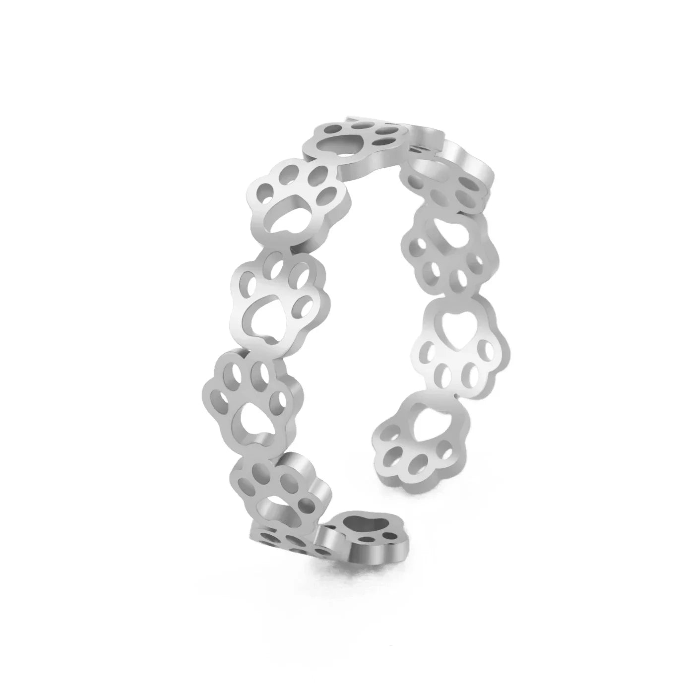 Anillo ajustable con huella de pata – Hecho de acero inoxidable