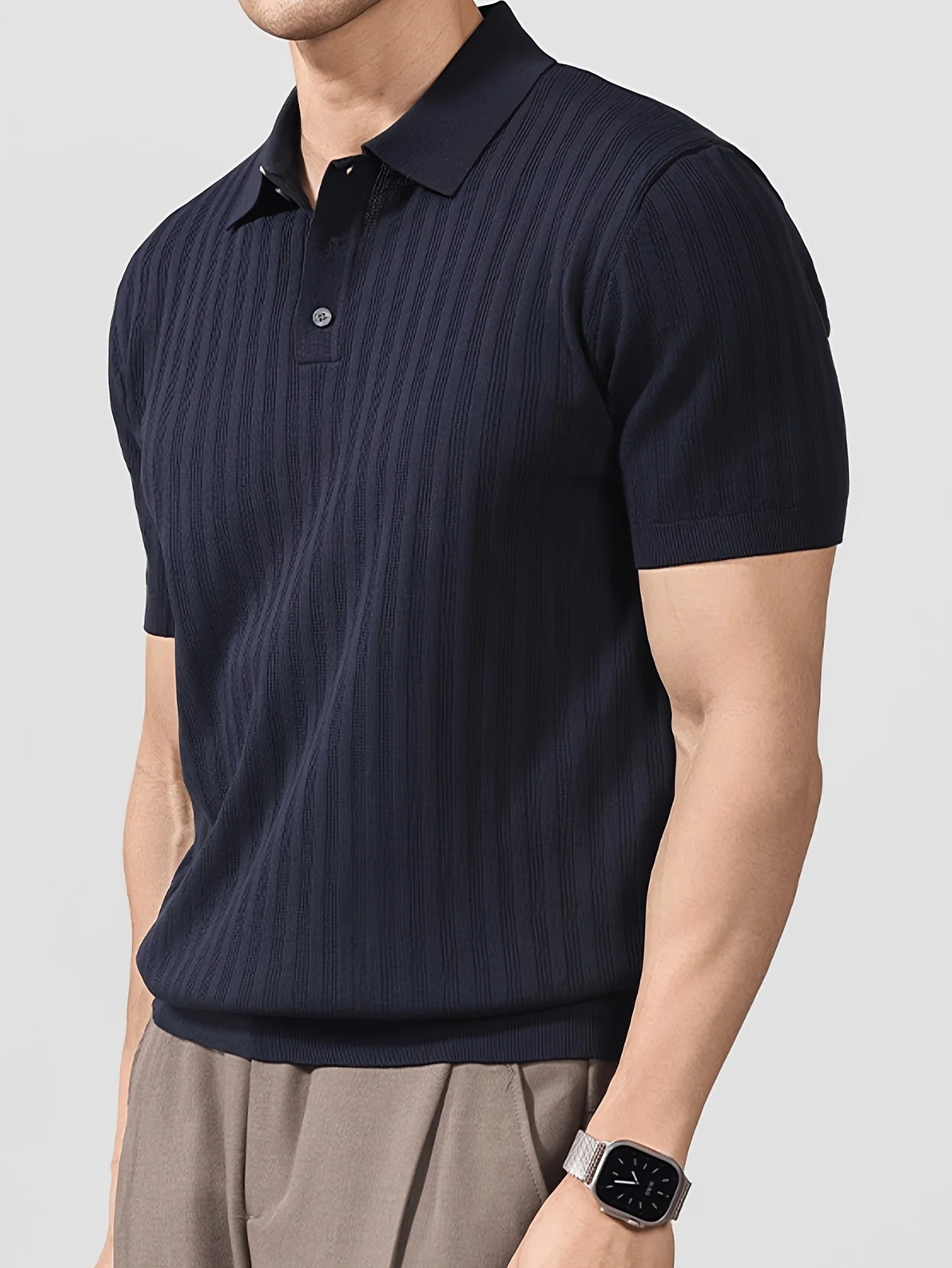 Polo para hombre fresco y elegante, tejido de seda para el verano, polo de marca a la moda con diseño de cuello, perfecto para