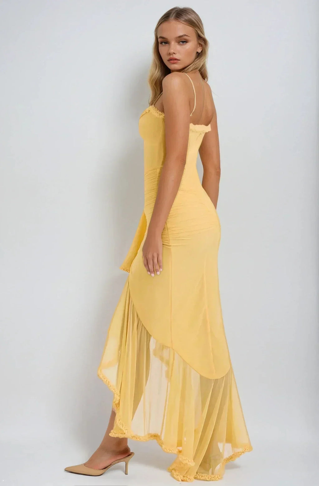 Chloe™ | Vestido de malla amarillo