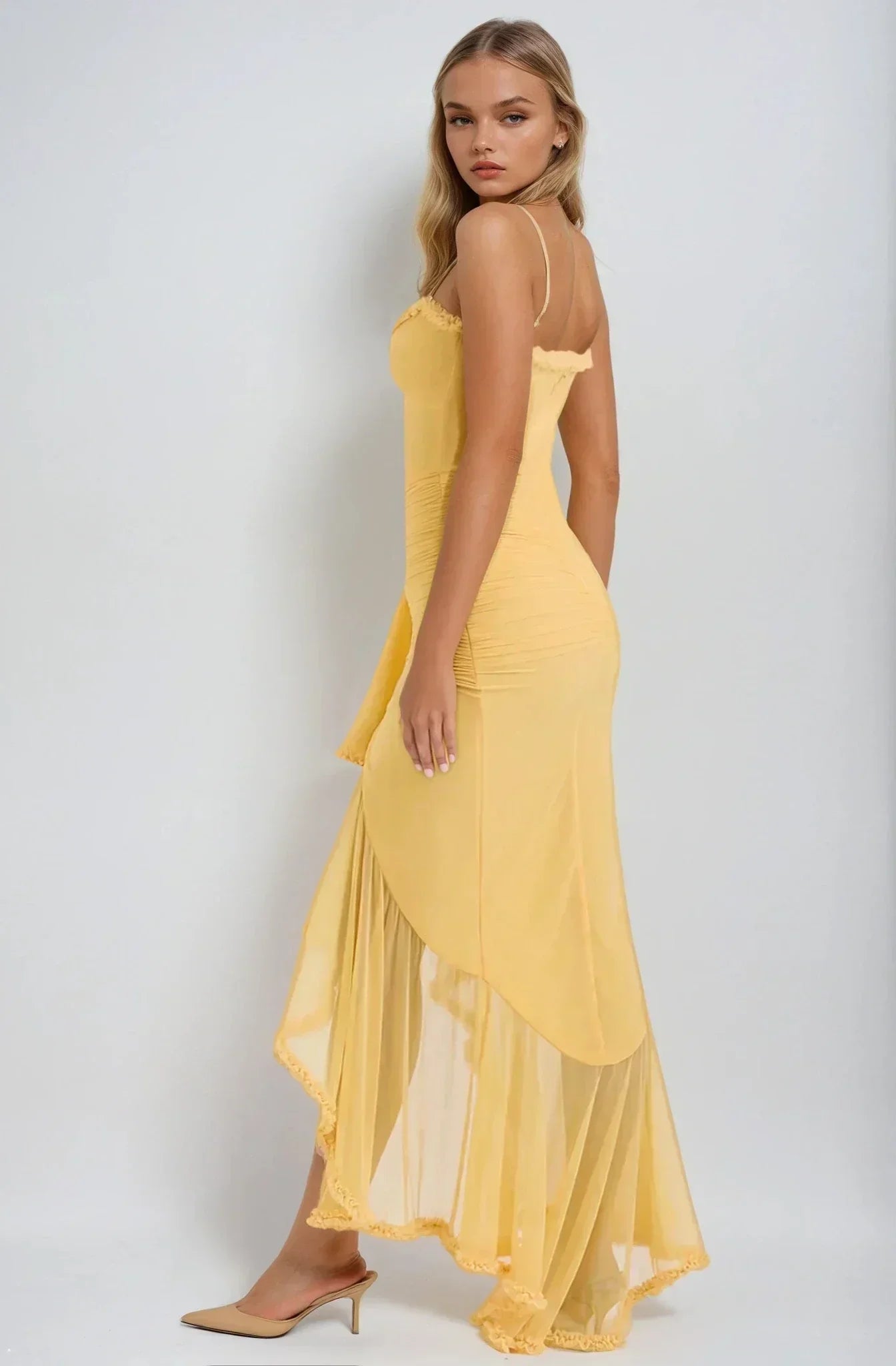 Chloe™ | Vestido de malla amarillo