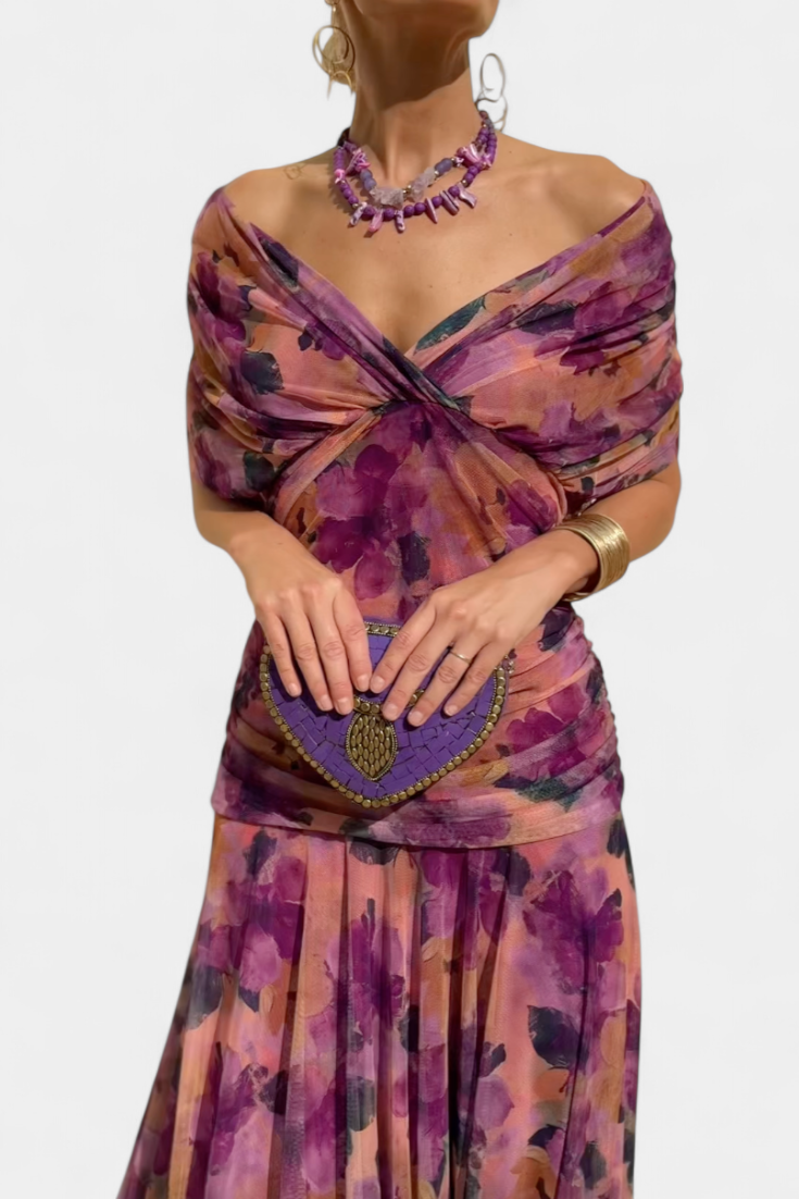 Magda™ | Vestido largo floral con escote en forma de corazón
