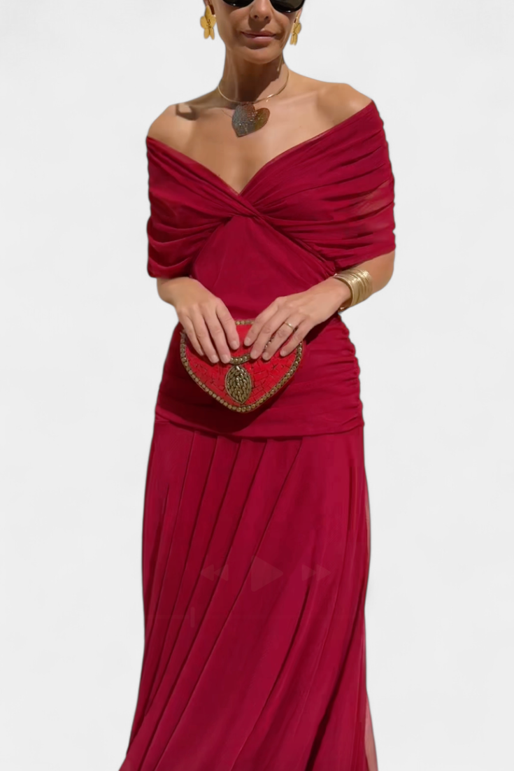 Magda™ | Vestido largo floral con escote en forma de corazón