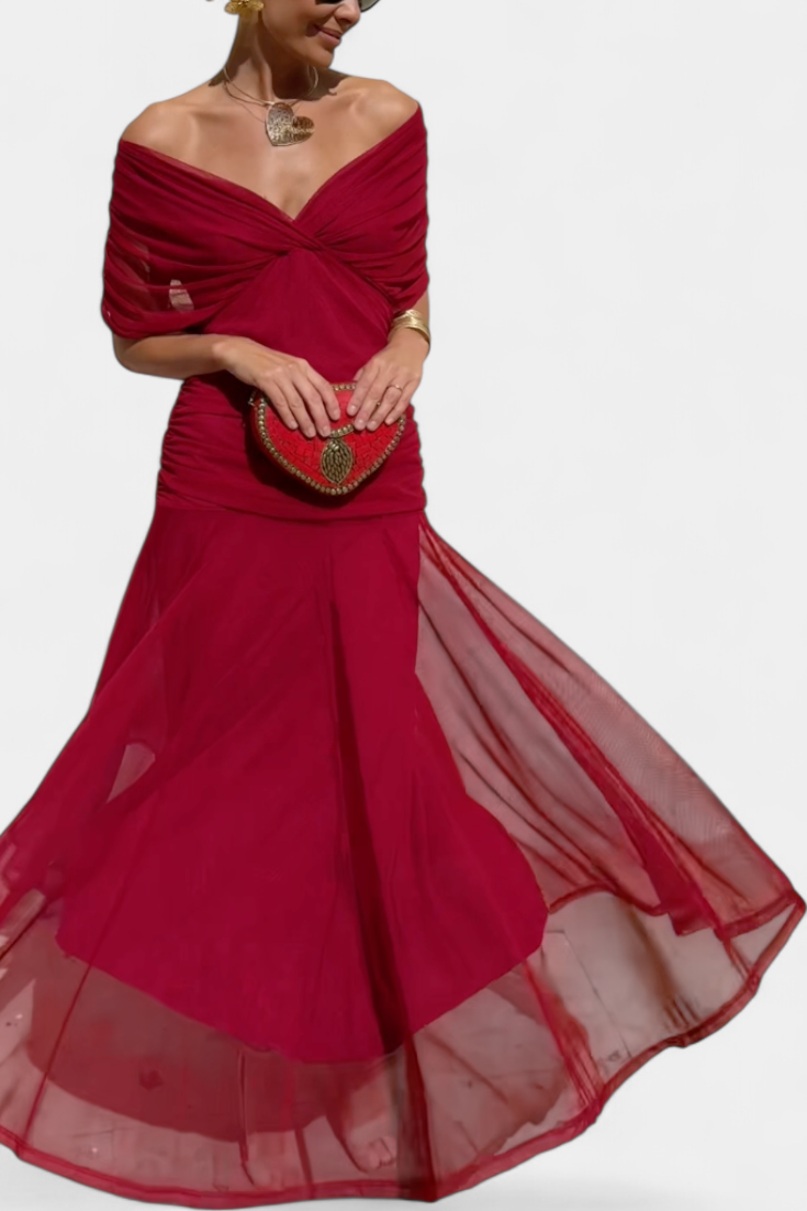 Magda™ | Vestido largo floral con escote en forma de corazón