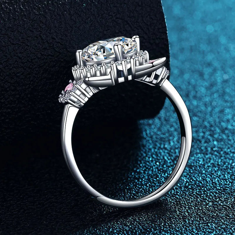 Anillo con orejas de gato ajustable con circonios