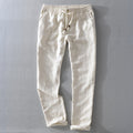 Pantalones Harrington de lino 100% con cintura cómoda