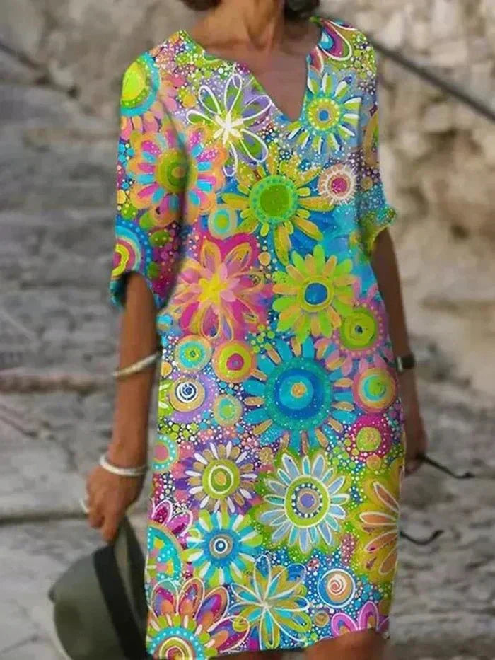 Annie | Vestido midi estampado floral vibrante