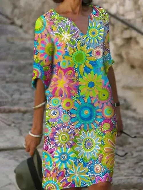 Annie | Vestido midi estampado floral vibrante