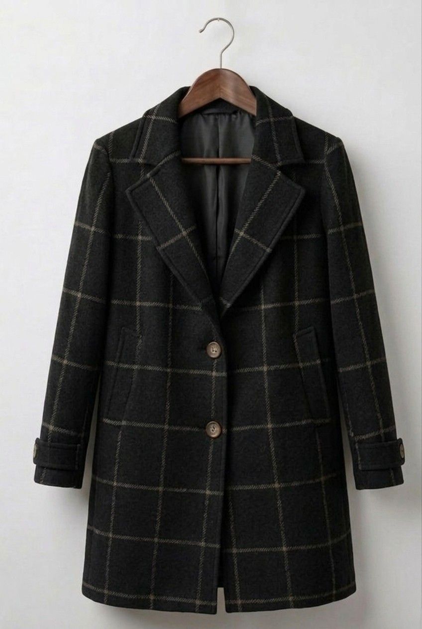 Judith™ | Abrigo Largo de Tweed a Cuadros