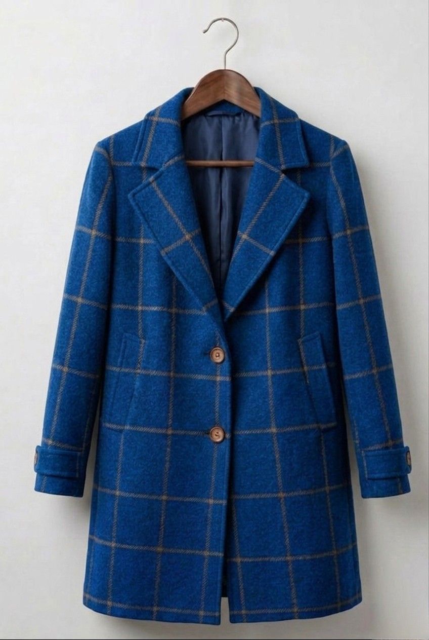 Judith™ | Abrigo Largo de Tweed a Cuadros