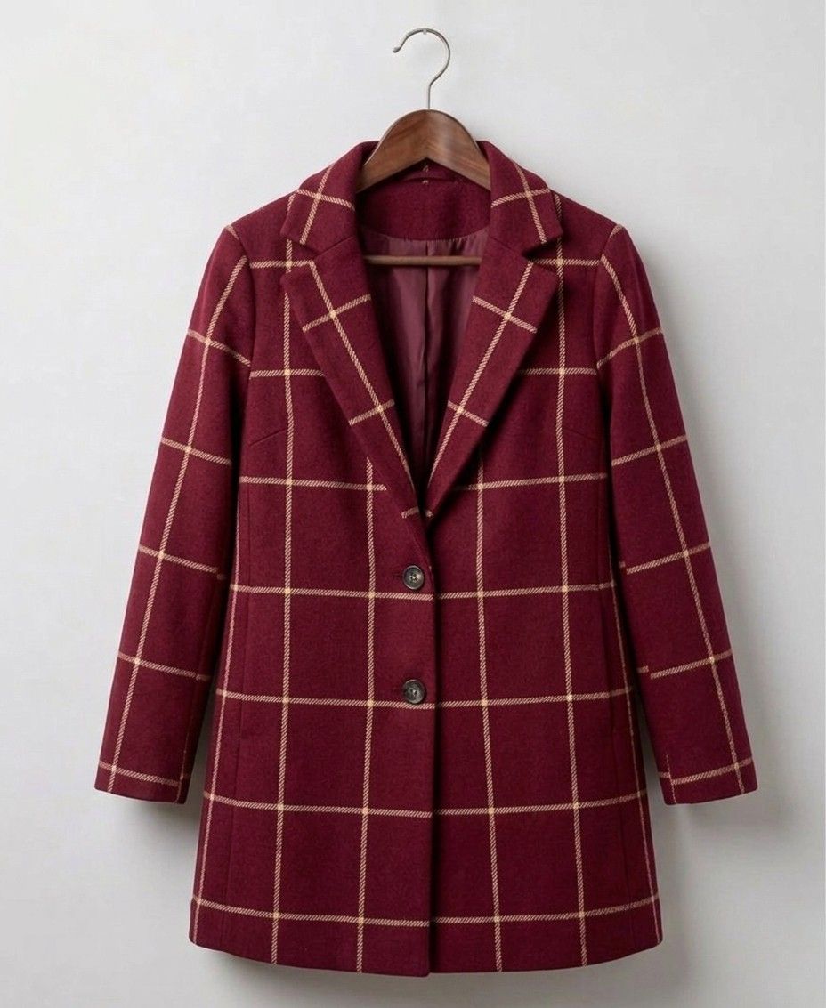 Judith™ | Abrigo Largo de Tweed a Cuadros
