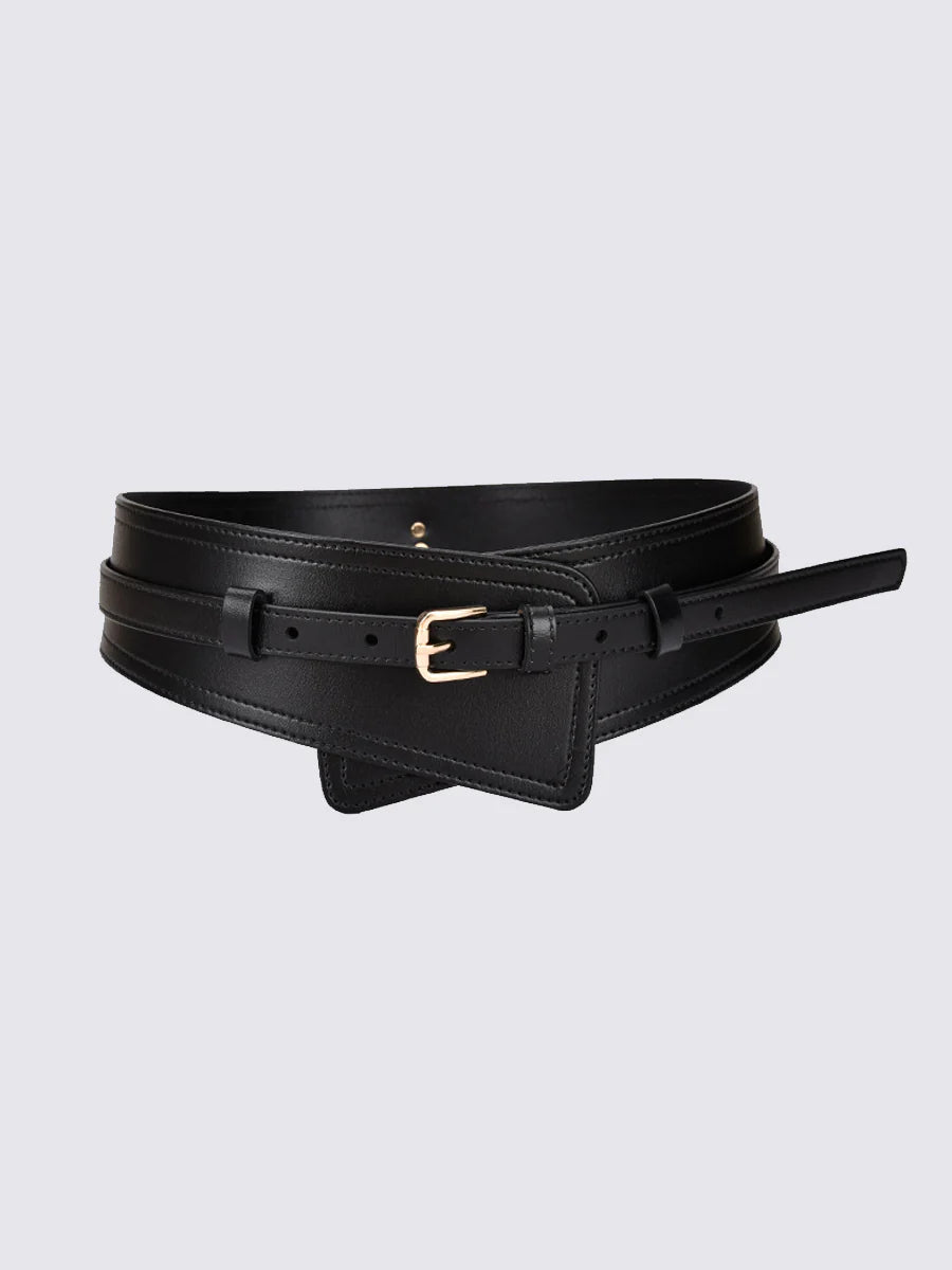 Cinturón ancho de cuero sintético a la moda para mujer