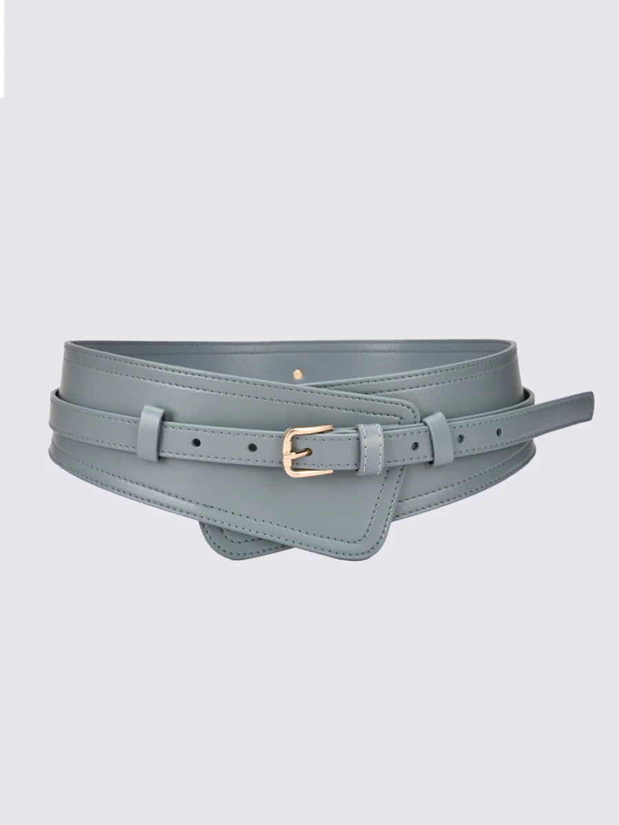 Cinturón ancho de cuero sintético a la moda para mujer