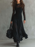 Neroa™ | Vestido maxi negro de tul con corte holgado