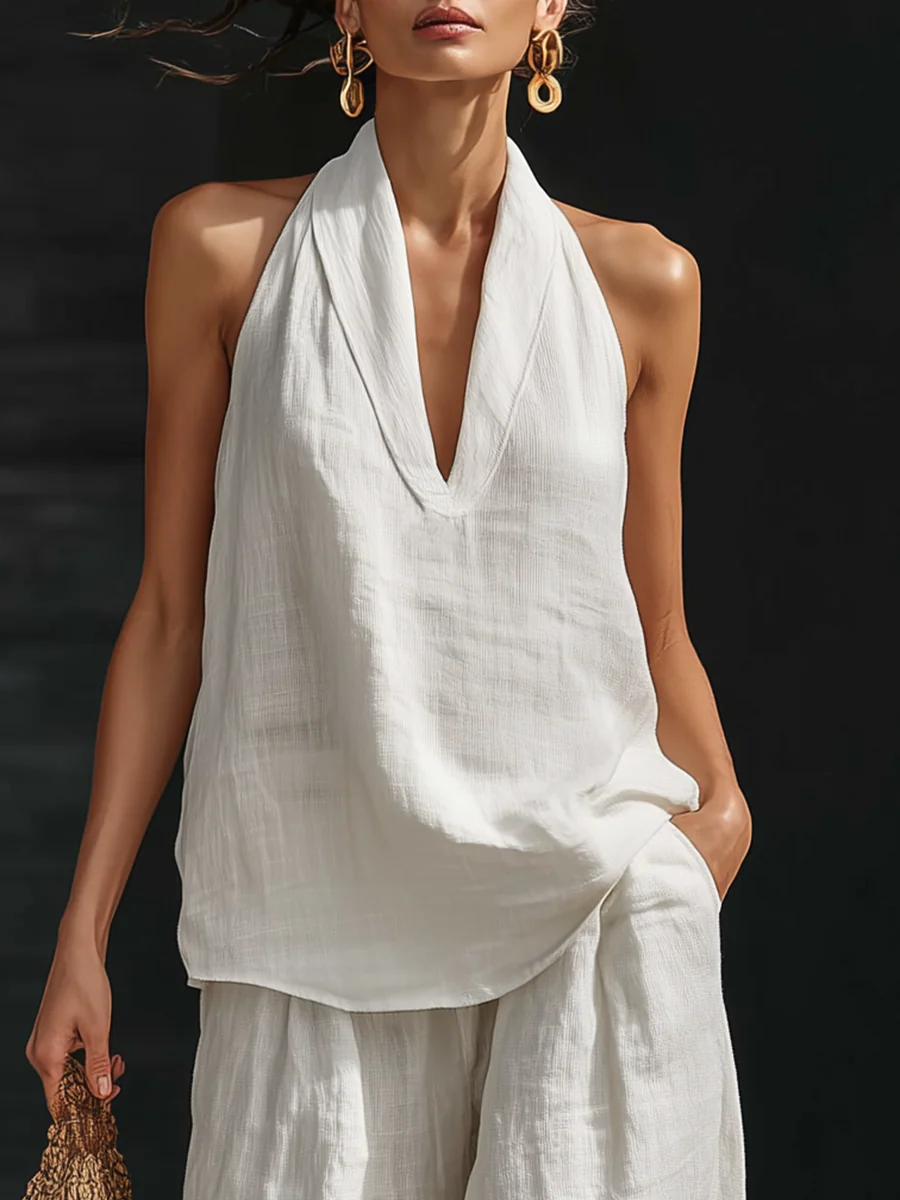 Zoë™ || Conjunto sin mangas con pantalones anchos